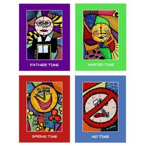 Colorful Artist Signed Art Postcards Whimsical